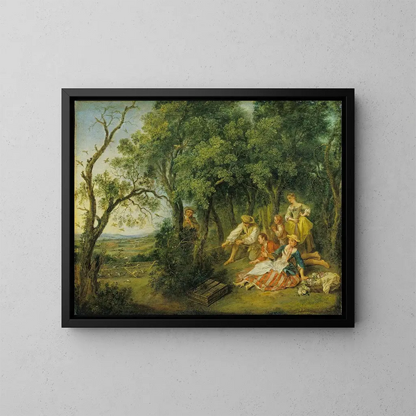 Die Vogelfänger - Nicolas Lancret — gerahmtes Bild an der Wand