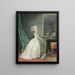 Eine Dame steht in einem Interieur und bereitet sich vor, mit ihrem Hund auszugehen - Nicolas Lavreince — gerahmtes Bild an der Wand