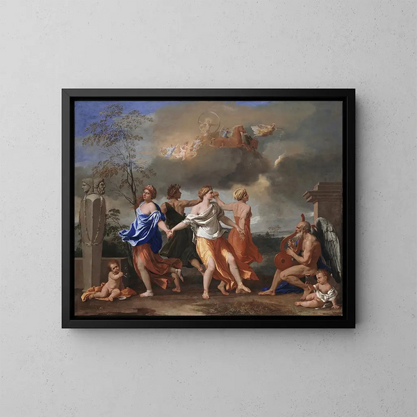Eine Tanz im Klang der Epoche - Nicolas Poussin — gerahmtes Bild an der Wand