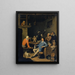 Gesellschaft mit einem Affen, der in einer Taverne Pfeife raucht - Nicolas van Haeften — gerahmtes Bild an der Wand
