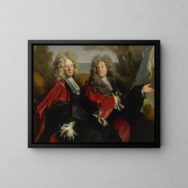 Porträt zweier Ratsmitglieder im Amt im Jahr 1702 - Nicolas de Largillière — gerahmtes Bild an der Wand