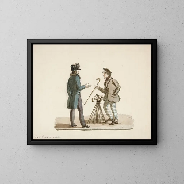 Der Verkäufer von Gehstöcken - Nicolino Calyo — gerahmtes Bild an der Wand