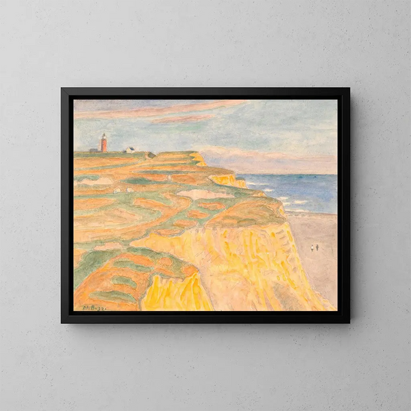 Die Klippen und der Leuchtturm von Bovbjerg - Niels Bjerre — gerahmtes Bild an der Wand