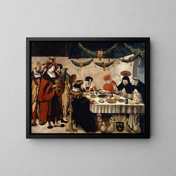 Saint Thomas d'Aquin à la table du roi Louis le Saint - Niklaus Manuel — gerahmtes Bild an der Wand