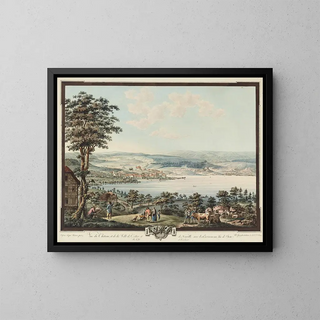Niklaus Sprngli - Ve du Chteau et de la Ville de Cerlier et de Neuville avec les Environs au Lac de Bienne.webp