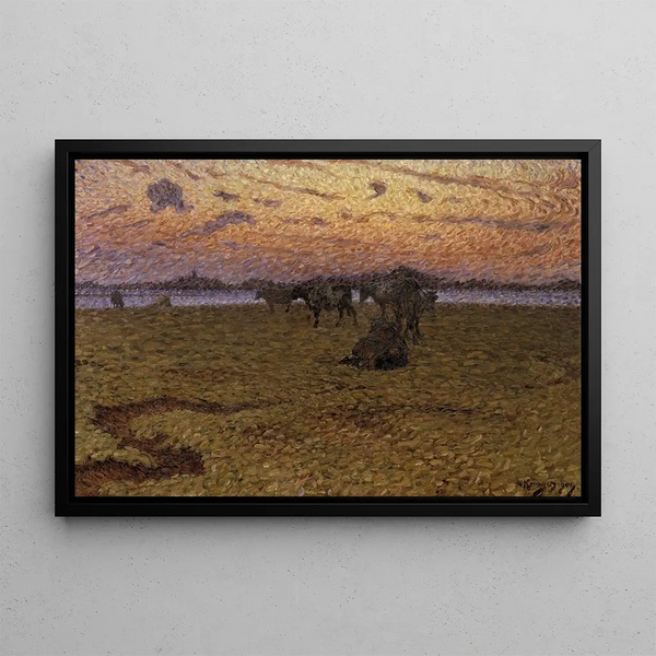 Kühe am Strand - Nils Kreuger — gerahmtes Bild an der Wand