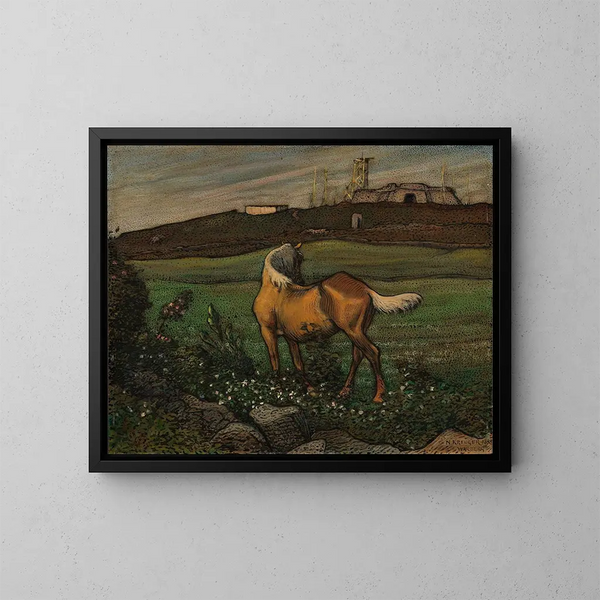 Pferd Gelb - Nils Kreuger — gerahmtes Bild an der Wand