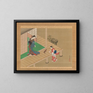 Nishikawa Sukenobu - Courtesan and Attendant Playing with a Dog.webp