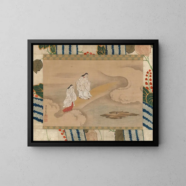 Der Gott Izanagi und die Göttin Izanami - Nishikawa Sukenobu — gerahmtes Bild an der Wand