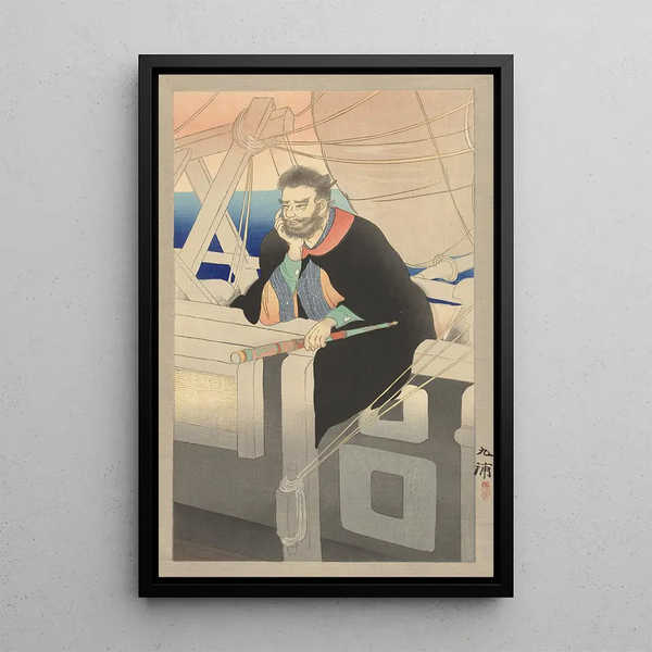 Kapitän auf einem Schiff - Noda Kyōhō — gerahmtes Bild an der Wand