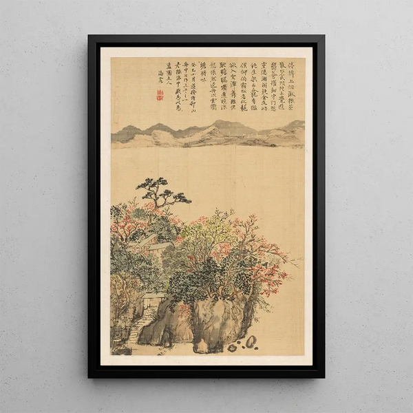 Landschaft - Nukina Kaioku — gerahmtes Bild an der Wand