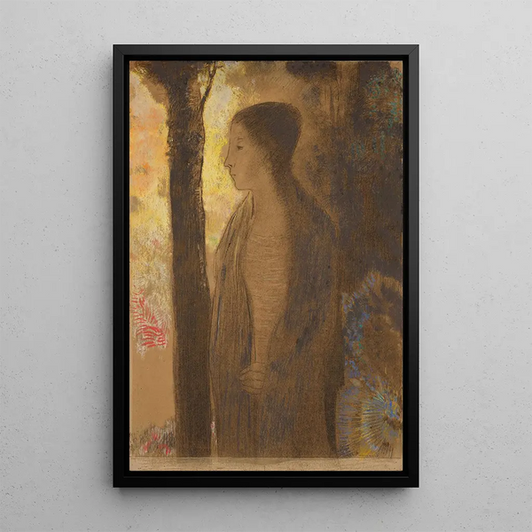 Figur vor einem Baum - Odilon Redon — gerahmtes Bild an der Wand