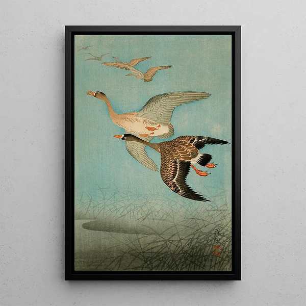 Gänse im Flug - Ohara Koson — gerahmtes Bild an der Wand