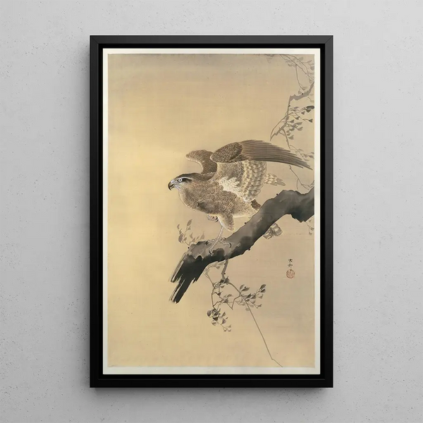 Falke - Ohara Koson — gerahmtes Bild an der Wand