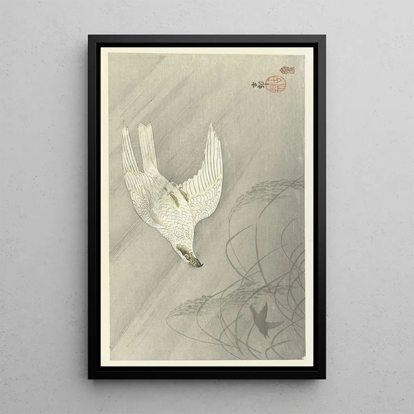 Faucon chasseur - Ohara Koson — gerahmtes Bild an der Wand