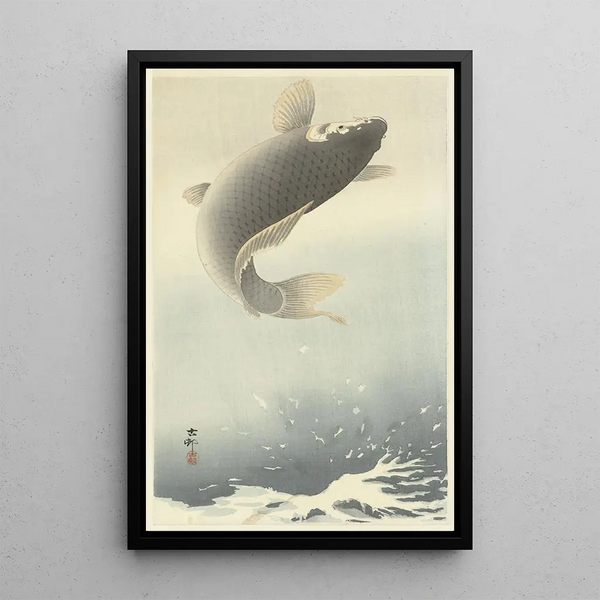 Springender Karpfen - Ohara Koson — gerahmtes Bild an der Wand