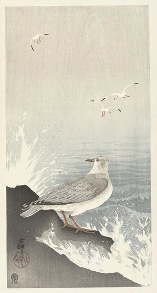 Ohara Koson - Seagull on rock.webp