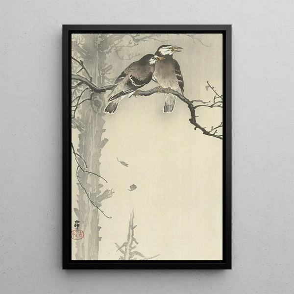 Zwei Graue Starre - Ohara Koson — gerahmtes Bild an der Wand