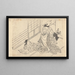 Frau liegend, Dienerin mit einem Kleid bedeckend - Okumura Masanobu — gerahmtes Bild an der Wand
