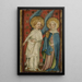 L'Ange und Maria Magdalena am Grab - Alter Meister der Kleiderschranktüren von Aachen — gerahmtes Bild an der Wand