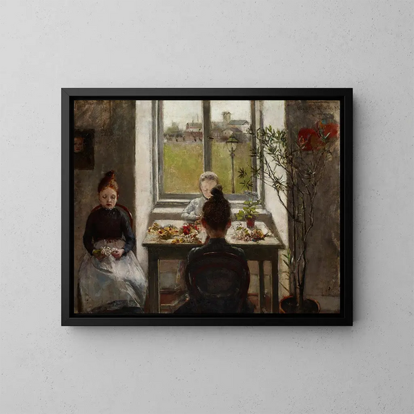 Mädchen mit Blumen - Olga Boznańska — gerahmtes Bild an der Wand