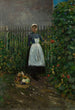 Mädchen mit einem Korb Gemüse im Garten - Olga Boznańska — gerahmtes Bild an der Wand