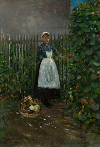 Olga Boznanska - Girl with a basket of vegetables in the garden.webp