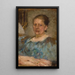 Portrait einer Frau in blauer Bluse - Olga Boznańska — gerahmtes Bild an der Wand