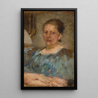 Olga Boznanska - Portrait of a woman in a blue blouse.webp