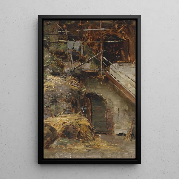Studie für einen Stallinnenraum - Olga Wisinger-Florian — gerahmtes Bild an der Wand