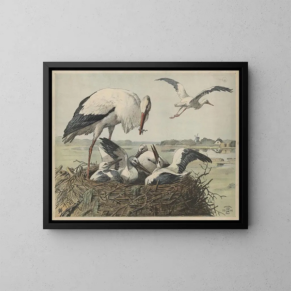 Storch - Oluf August Hermansen — gerahmtes Bild an der Wand