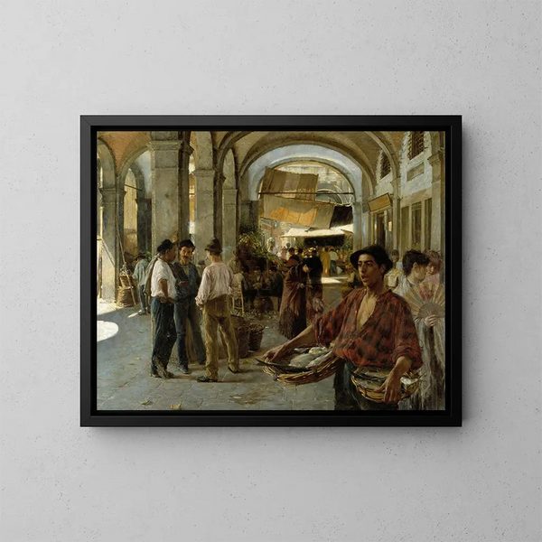 Ein venezianischer Markthalle - Oscar Björck — gerahmtes Bild an der Wand