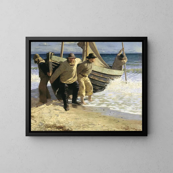 Mise à l'eau du bateau Skagen - Oscar Björck — gerahmtes Bild an der Wand
