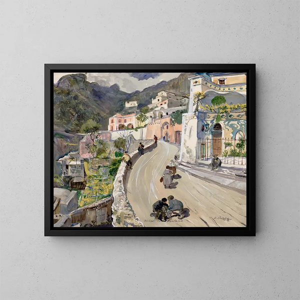 Vue de Positano - Oskar Laske — gerahmtes Bild an der Wand