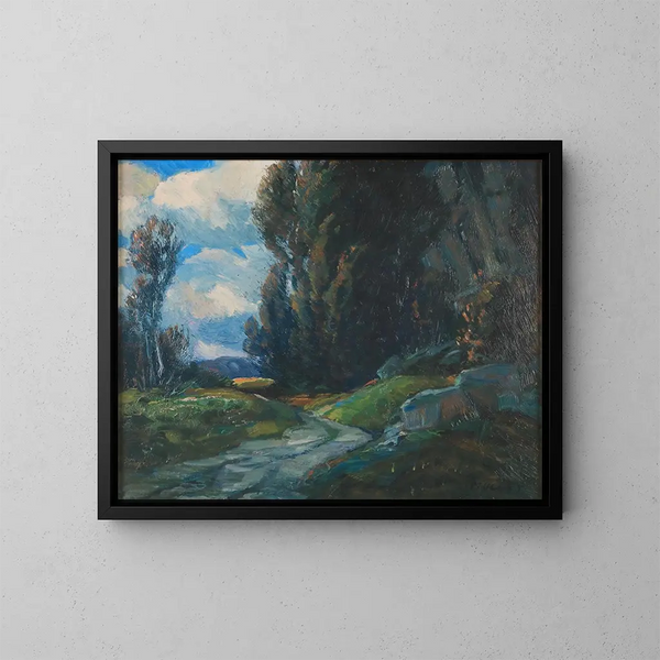 Einsamer Weg - Oskar Mulley — gerahmtes Bild an der Wand