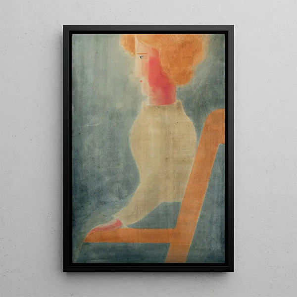Sitzend nach links gerichtet - Oskar Schlemmer — gerahmtes Bild an der Wand