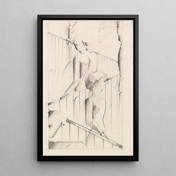 Treppenszene - Oskar Schlemmer — gerahmtes Bild an der Wand