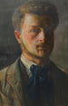 Selbstporträt von Oskar Strnad beim Studieren - Oskar Strnad — Ansicht des Kunstwerks