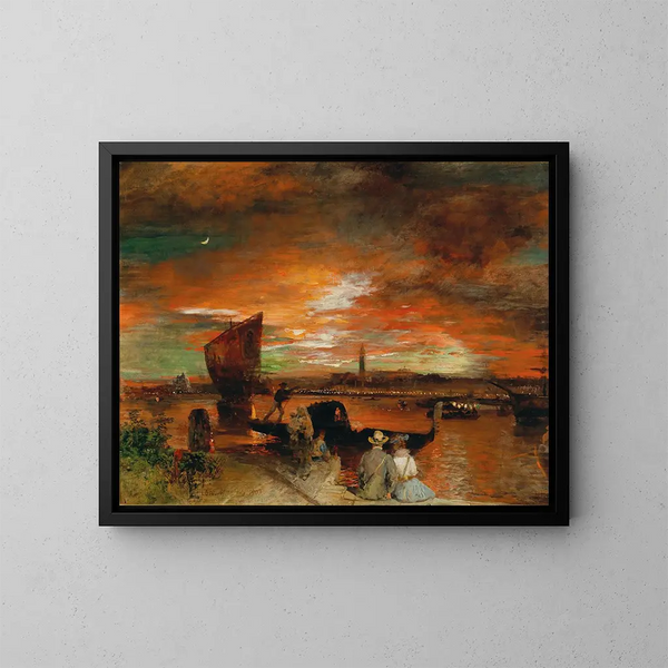 Eine Szene bei Sonnenuntergang in Venedig - Oswald Achenbach — gerahmtes Bild an der Wand