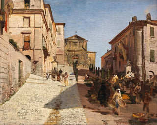 Oswald Achenbach - Ansicht von Genzano mit der Kirche Santa Maria della Cima.webp