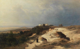 Oswald Achenbach - Campagnalandschaft mit wanderndem Mnch.webp