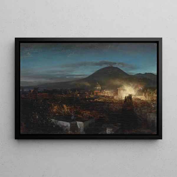 Feuerwerk in Torre dell'Annunziata - Oswald Achenbach — gerahmtes Bild an der Wand