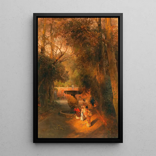 Oswald Achenbach - In the park by the fountain of Villa Torlonia in Frascati near Rome.webp