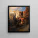Straßenszene in einem Bergdorf in Italien - Oswald Achenbach — gerahmtes Bild an der Wand
