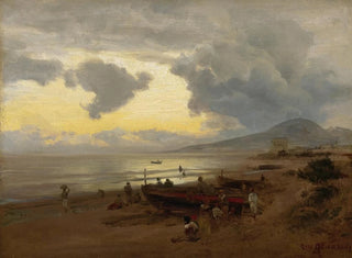 Oswald Achenbach - Sunset On The Shore.webp