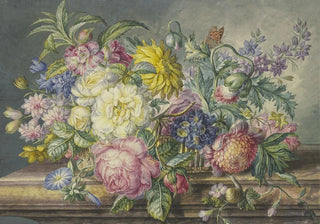 Oswald Wijnen - Blumenstrau In Einem Korb Dabei Eine Schnecke Und Ein Schmetterling.webp