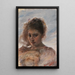 Portrait einer jungen Frau vor einem Wolkenhintergrund - Ottó Baditz — gerahmtes Bild an der Wand
