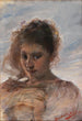 Portrait einer jungen Frau vor einem Wolkenhintergrund - Ottó Baditz — Ansicht des Kunstwerks