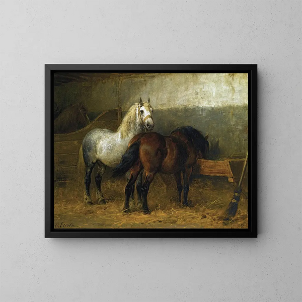 Pferde im Stall - Otto Eerelman — gerahmtes Bild an der Wand