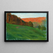 Herbstwald hinter einer grünen Wiese - Otto Friedrich — gerahmtes Bild an der Wand